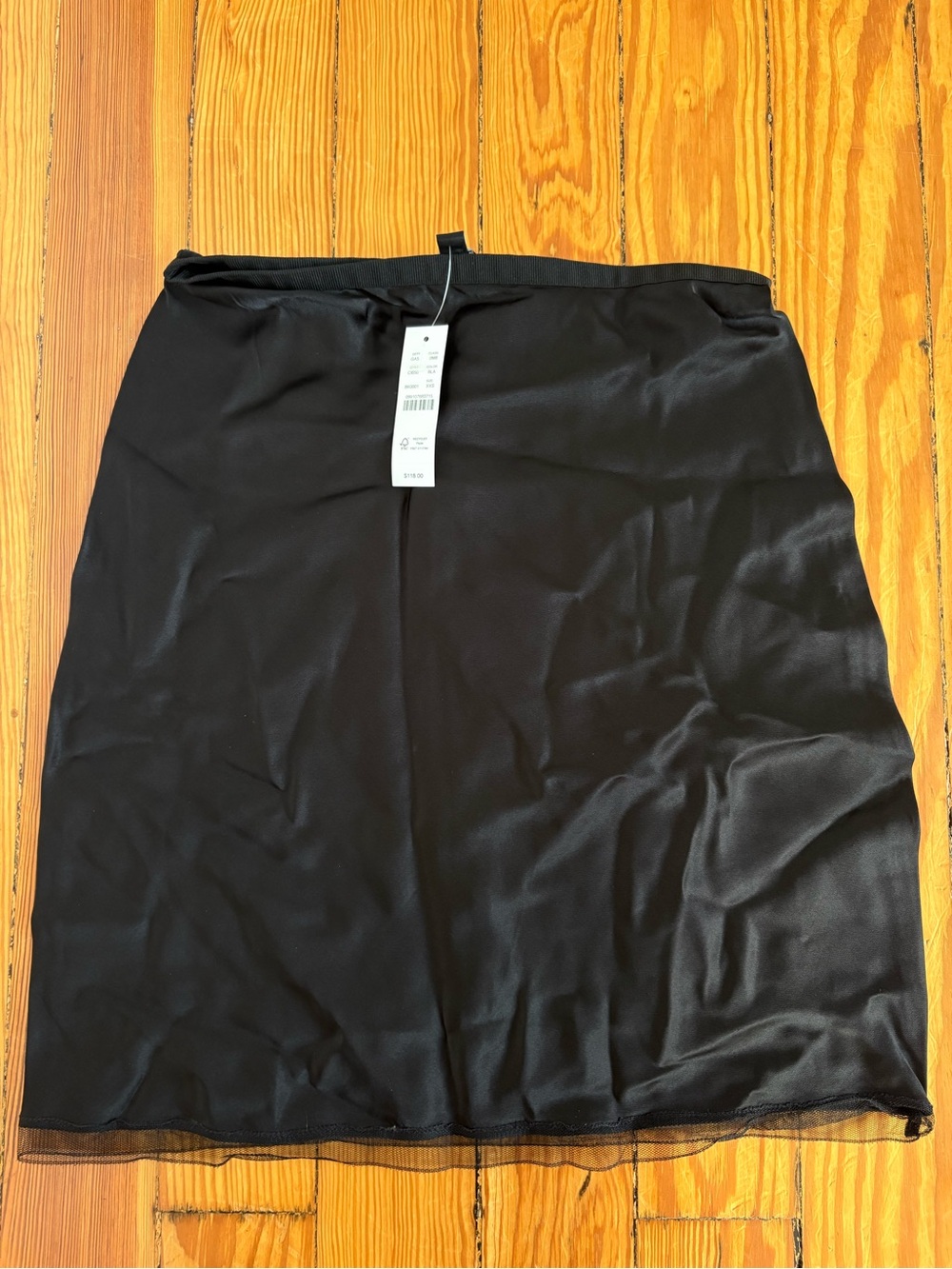 J Crew Black Satin Slip Skirt